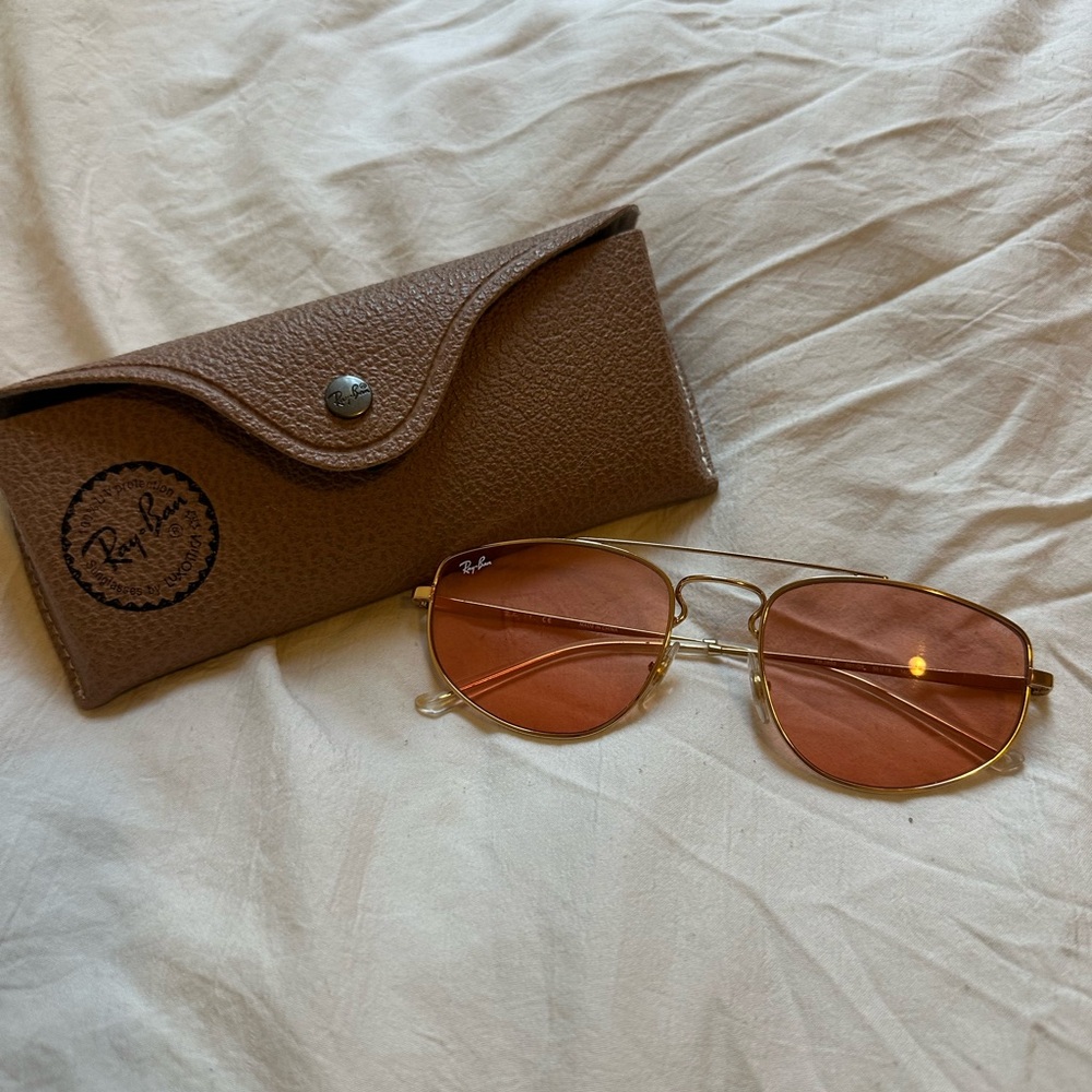 Ray-Ban Gold Frame Sunglasses  with Orange Tinted Lenses